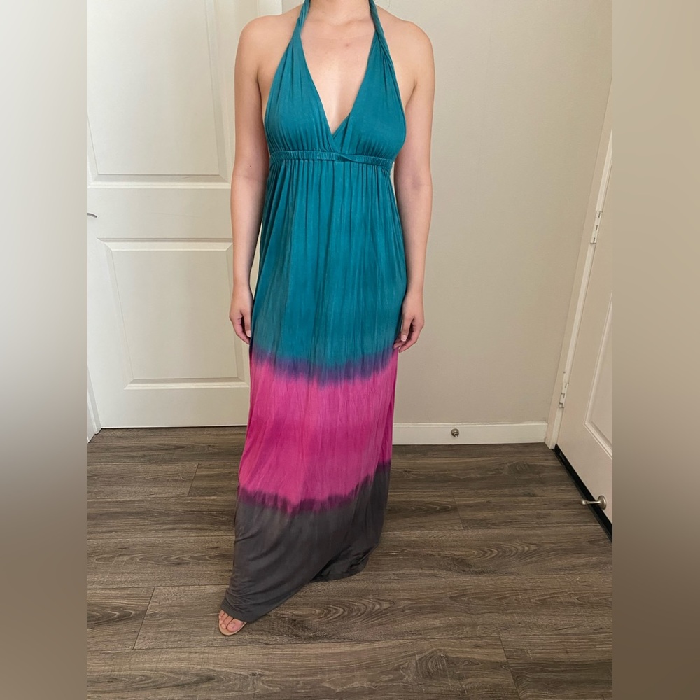 Backless Halter Dress - Ombré Color